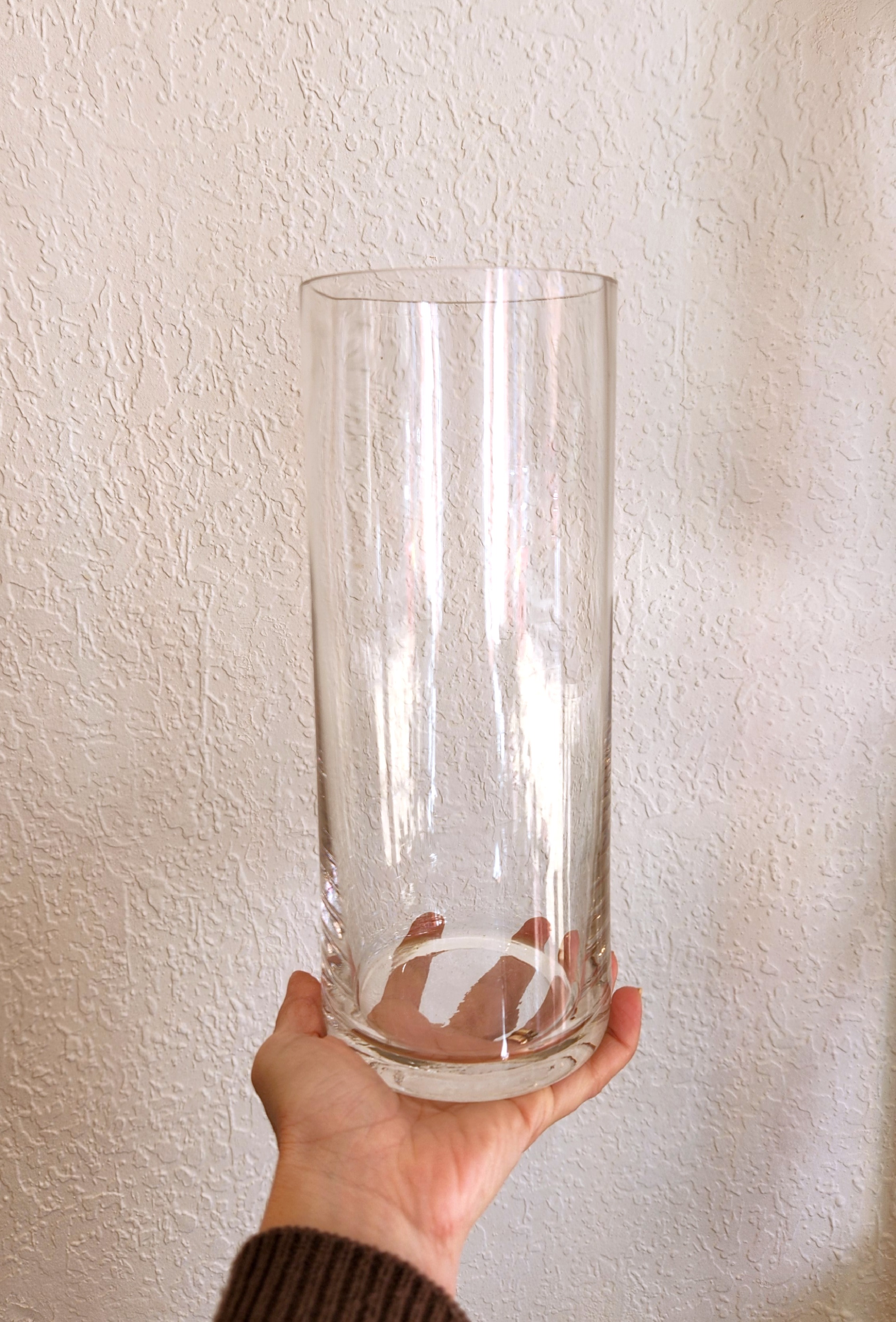 Florero de vidrio cilindrico de 20cm alto